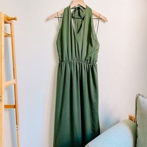 Banana Republic Halter Midi Dress in Mallard Green
